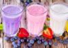 Фруктовые протеиновые коктейли: фиолетовый, малиновый и белый