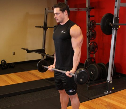 Подъем штанги на бицепс стоя
