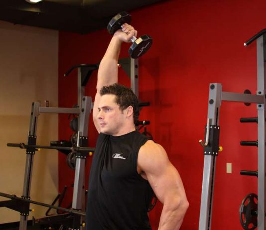 Разгибание руки с гантелью из-за головы Разгибание руки с гантелью из-за головы