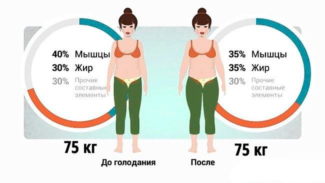 Две девушки по 75 кг, в различном соотношении мышц и жира