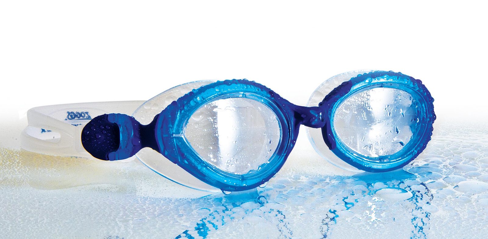 Плавательные сине-белые очки